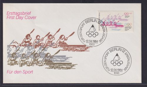 Sport Bund Olympia Brief FDC SST Berlin 12.4.1984 Wassersport Ruderer