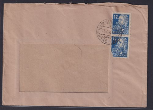 SBZ Landpoststempel Mulda über Freiberg Brief MEF 12 Pfg. Persönlichkeiten