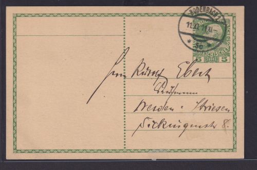 Österreich Ganzsache 5 Heller Kaiserreich Tetschen Bodenbach Tschechien Dresden