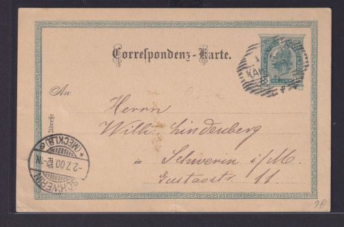 Österreich Kaiserreich Ganzsache Kah..... nach Schwerin 1900