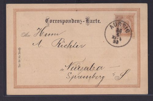Österreich Kaiserreich Ganzsache K1 Aussig Sudetenland Böhmen Neusalza Spremberg