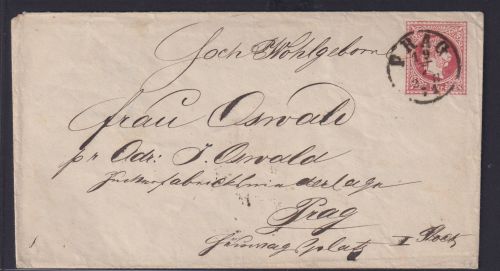 Österreich Ganzsache 5 Kreuzer rot Kaiser Franz Joseph ab Prag 19.7.1871