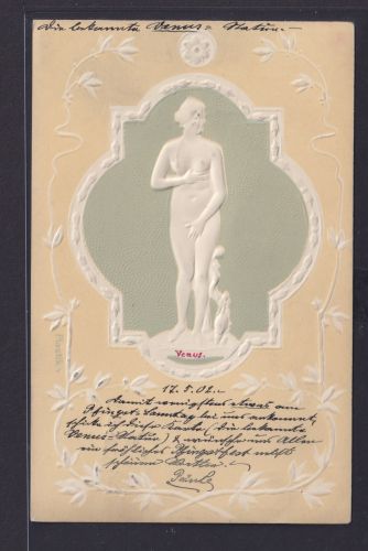 Ansichtskarte Jugendstil Art Nouveau Bildnis Venus Prägekarte ab Berlin nach