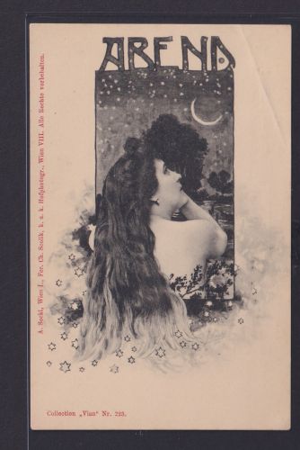 Ansichtskarte tolle Jugendstil Art Nouveau Künstlerkarte Abend Erotik Verlag
