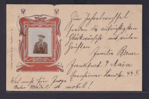 Ansichtskarte Jugendstil Art Nouveau Briefmarken Applikation Verlag Kaehlig