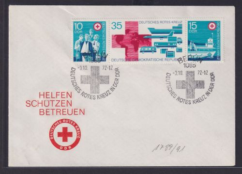 DDR Brief Zusammendruck Rotes Kreuz Gera nach Nürnberg FDC 3.10.1972