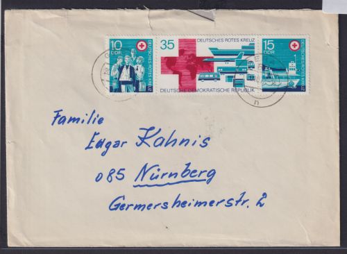DDR Brief Zusammendruck Rotes Kreuz Gera nach Nürnberg 20.10.1972