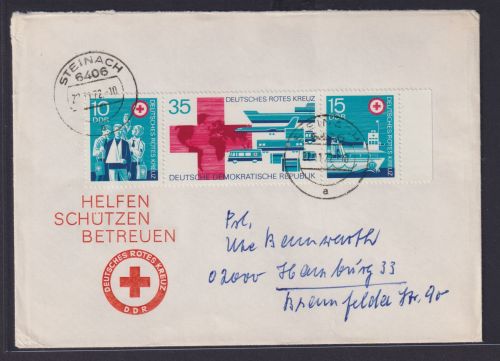 DDR Zusammendruck Brief Rotes Kreuz Steinach nach Hamburg