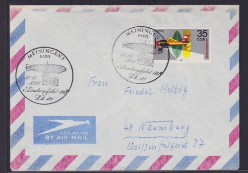 Flugpost DDR Zeppelin attraktiver Stempel Meinigen Landungsfahrt LZ 127 1931