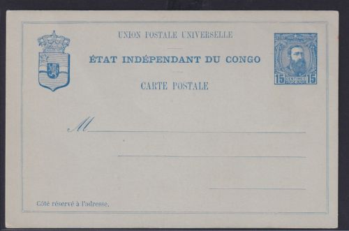 Afrika Belgien Kolonien Kongo Ganzsache GSK 15 centimes Belgium Colonies