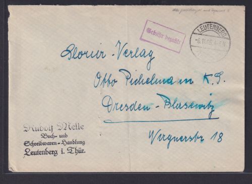 SBZ Brief Leutenberg Gebühr bezahlt nach Dresden Blasewitz 8.11.1945