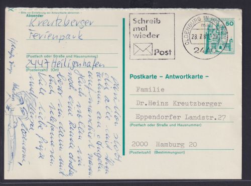 Bund Antwort Ganzsache Burgen & Schlösser Oldenburg Hamburg