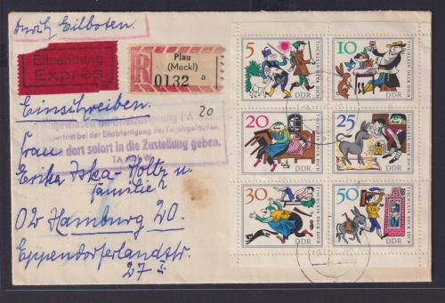 Bahnpost Eilboten Einschreiben DDR Zusammendruck Kleinbogen Märchen 1236-1241
