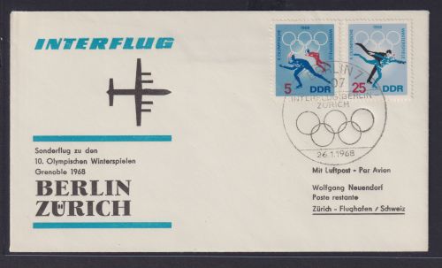Flugpost airmail DDR Interflug Sonderflug Berlin Zürich Flughafen Schweiz