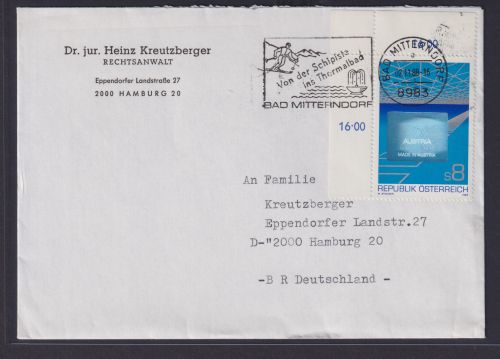 Österreich Brief Bogenecke Eckrand Hologramm Reklamestempel Mitterndorf nach