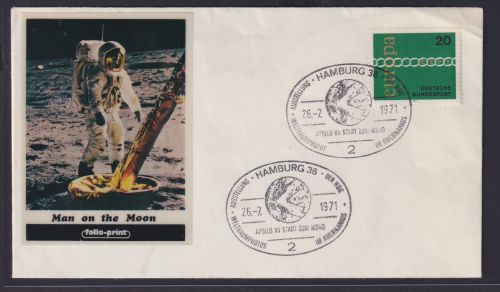 Apollo Weltraum Kosmos Bund Brief Man of the Moon Sonderstempel Hamburg 36