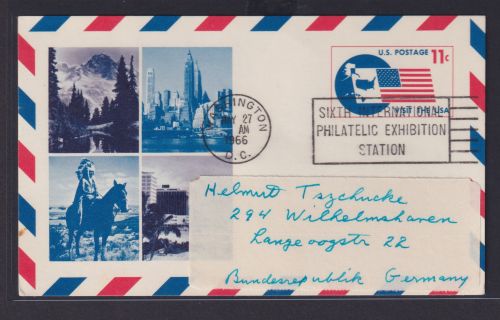 USA Bild Ganzsache Abb. Indianer Sonderstempe Washington Philatelie Ausstellung