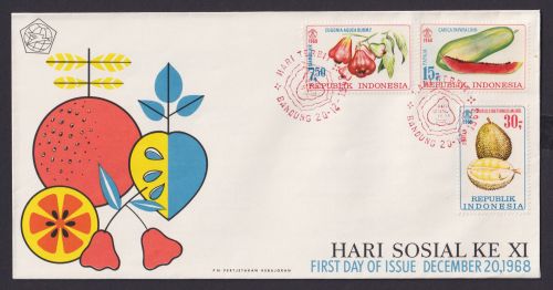Indonesien Brief Fürsorge Früchte Obst 623-625 Bandung FDC vom 20.12.1968