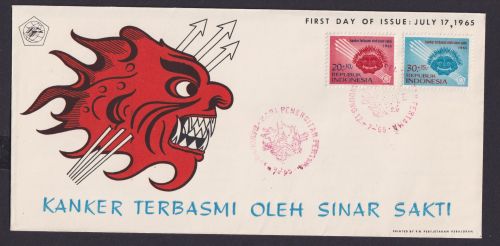 Indonesien Brief 488-489 Kampf gegen Krebs Gesundheit FDC vom 17.7.1965