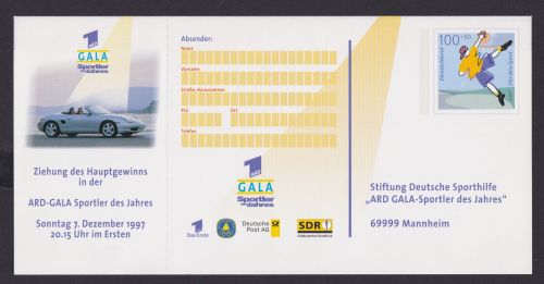 Bund Ganzsache FP 14 Medienlotterie Wertstempel 100+50 ARD Gala Sporthilfe