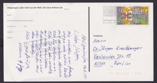 Bund Ganzsache Deutsche Post Umzug Ich bin umgezogen Wertstempel 100 Spreewald