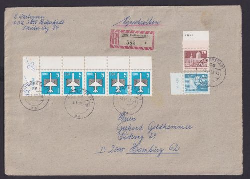 DDR R Brief Bogenecke Eckrand Bogenzähler Flugpost Bauwerke Halberstadt nach
