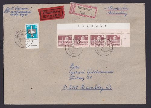 DDR Eilboten R Brief Bogenecke Eckrand Bogenzähler Bauten Halberstadt nach