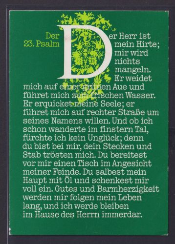 Ansichtskarte Glaubenskarte Der 23.Psalm Bibeltext Der Herr ist mein Hirte...