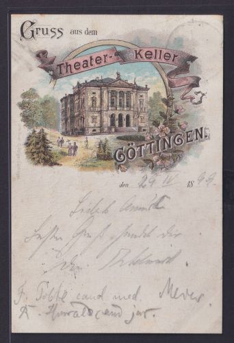 Ansichtskarte Vorläufer Litho AK Göttingen Niedersachsen Theater Keller nach