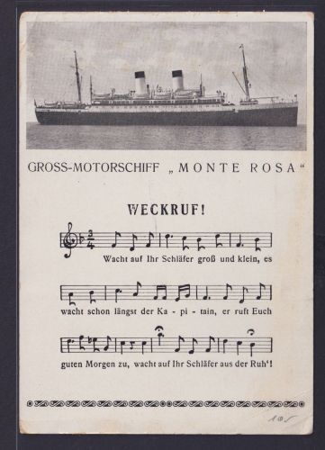 Ansichtskarte Schiff Schifffahrt Seefahrt Marine Motorschiff Monte Rosa Liedtext