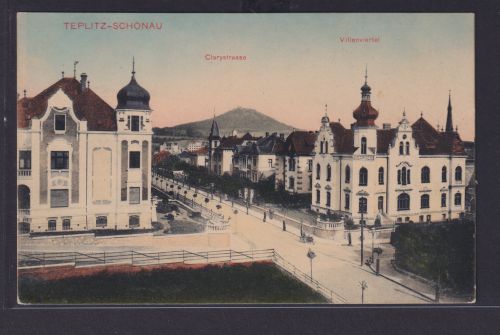 Ansichtskarte Teplitz Schönau Teplice Sudetenland Böhmen Tschechien Clarystrasse