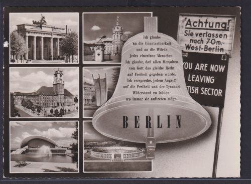 Ansichtskarte Berlin Freiheitsglocke ..Ich Glaube an die Unantastbarkeit und an
