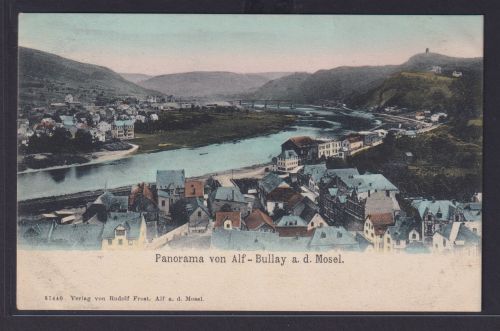Ansichtskarte Alf Bullay Rheinland Pfalz Mosel Brücke zwischen Alf und Bullay