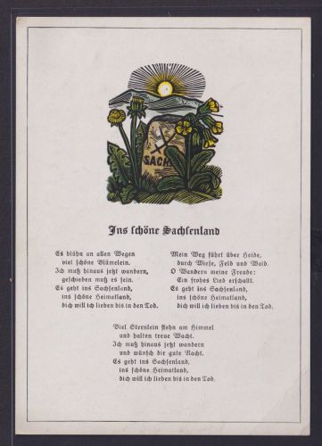 Ansichtskarte Liedtext I ns schöne Sachsenland. Verlag Glückauf Schwarzenberg