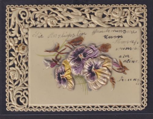 Ansichtskarte Künstlerkarte Prägekarte Blumen Ornamente Zierrand