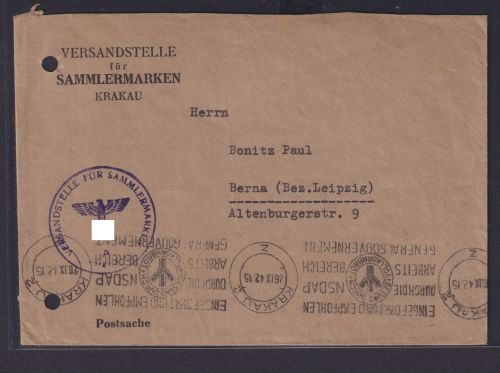 Besetzung Generalgouvernement Brief Stempel Krakau Eingeführt und