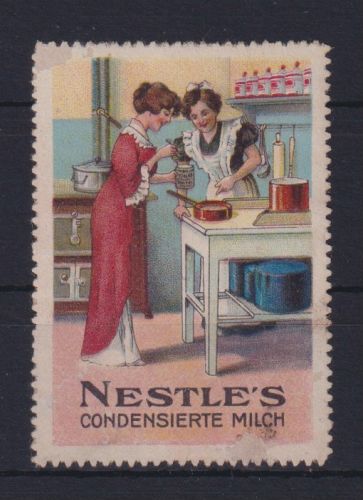 Jugendstil Künstler Reklame Vignette Nestle Milch um 1915 Cinderella Briefmarke
