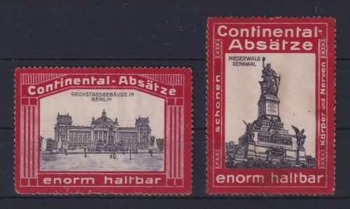 Reklame Continental Absätze Reichstagsgebäude Berlin u.a. zwei selt. Vignetten