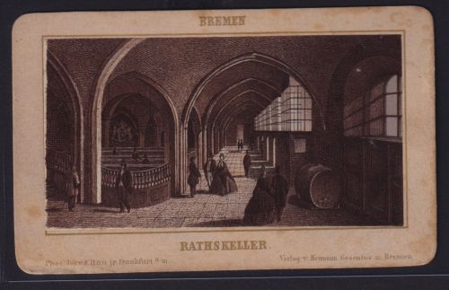Bremen altes Foto mit Goldinschrift Rathskeller Verlag Hermann Gesenius Abmg.