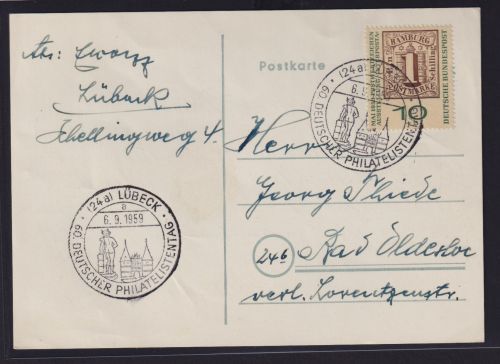 Philatelie Bund Sonderstempel Lübeck 60. Deutscher Philatelistentag n Oldeslohe