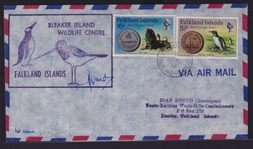 Falklandinseln Brief 241 + 244 16p Neue Münzen Tiere Seelöwe Pinguin