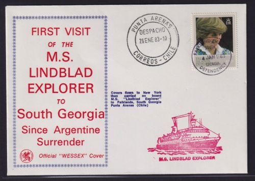 Schiffspost Falklandinseln Brief 1.Besuch M.S. Lindblad Exporer to South Gerogia