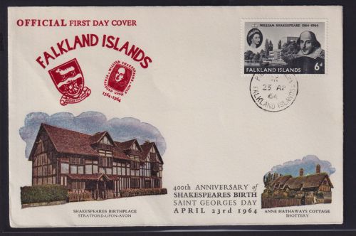 Falklandinseln Brief William Shakespeare 144 FDC 23.4.1964