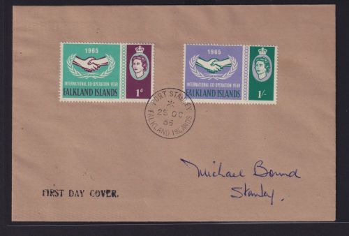 Falkland Inseln Brief Queen Elisabeth Internationale Zusammenarbeit 151-152 FDC