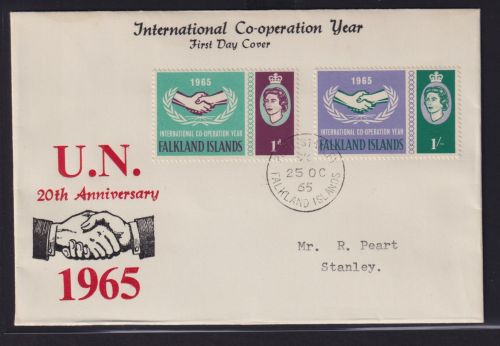 Falkland Inseln Brief Queen Elisabeth Internationale Zusammenarbeit 151-152 FDC