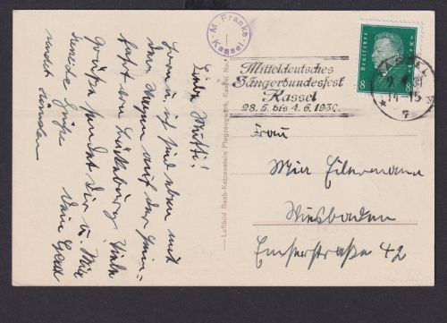 Musik Mitteldeutsches Sängerbundfest Kassel selt. Maschinen SST Deutsches Reich