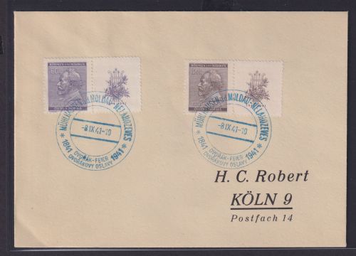Besetzung Böhmen & Mähren Zusammendruck blauer SST Mühlhausen ad Moldau n Köln