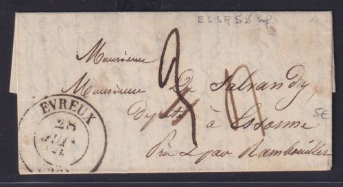 Frankreich Brief Evreux kompletter kleiner 4-seitiger Faltbrief 28.6.1841