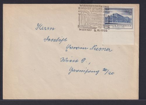 Österreich Brief Ef 1021 Wien SST Wiedereröffnung der Staatspoer 5.11.1955