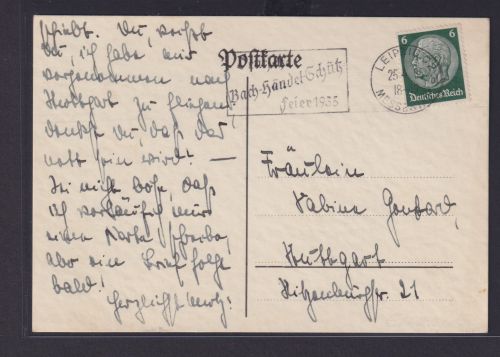 Deutsches Reich Musik Komponisten Sonderstempel Leipzig Messe Bach Händel Schütz